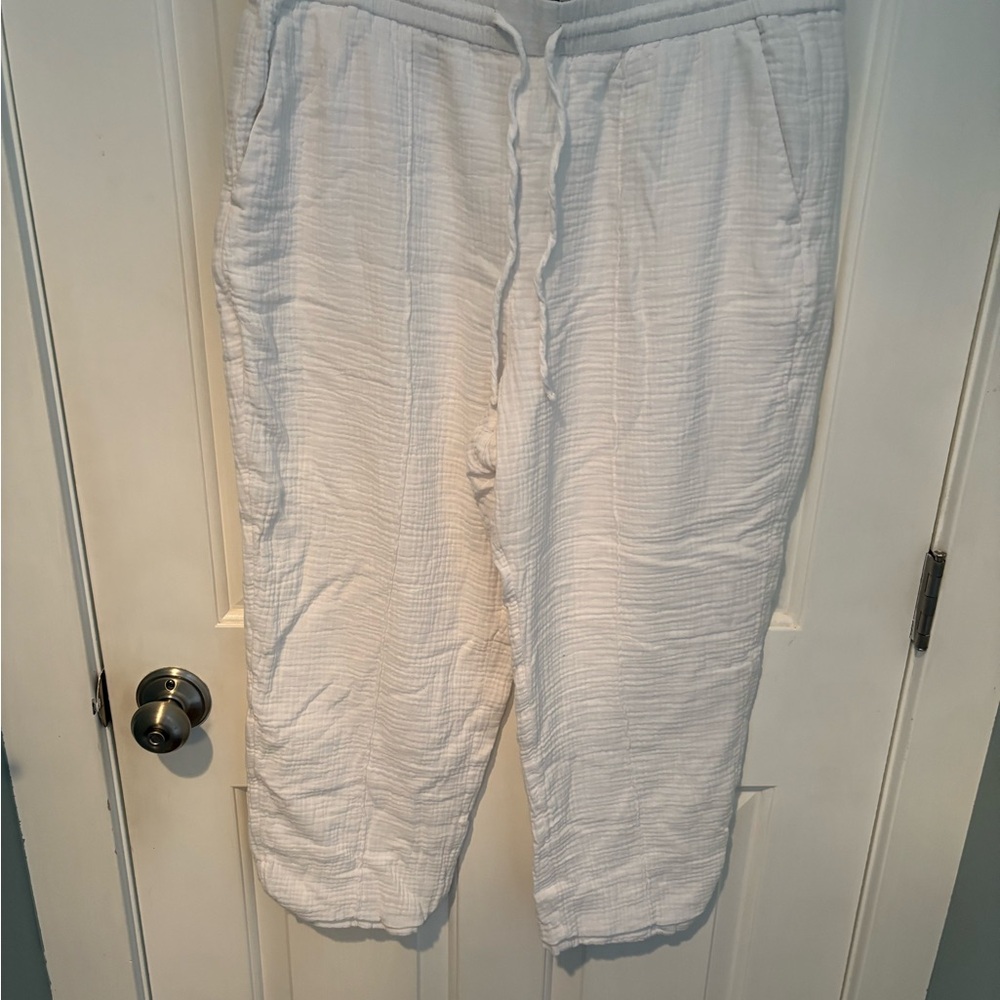 J. Crew Women’s White Cotton Gauze Relaxed Fit Pants Large